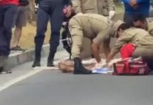 Jovem fica ferido após acidente envolvendo caminhões na Avenida do Turismo em Manaus