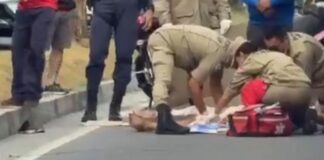 Jovem fica ferido após acidente envolvendo caminhões na Avenida do Turismo em Manaus