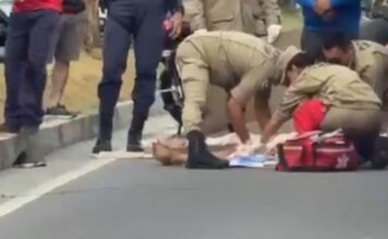 Jovem fica ferido após acidente envolvendo caminhões na Avenida do Turismo em Manaus
