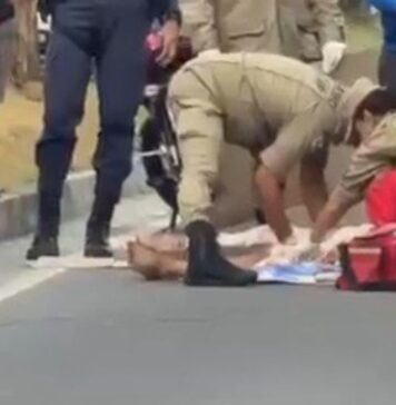 Jovem fica ferido após acidente envolvendo caminhões na Avenida do Turismo em Manaus
