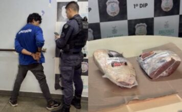 Homem é preso após tentar furtar duas peças de picanha escondidas na cintura em Manaus