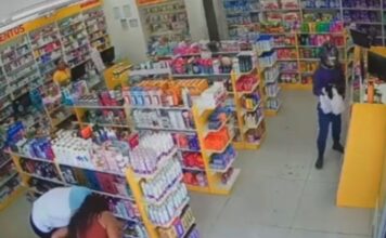 Casal é filmado furtando produtos de drogaria na avenida Camapuã em Manaus